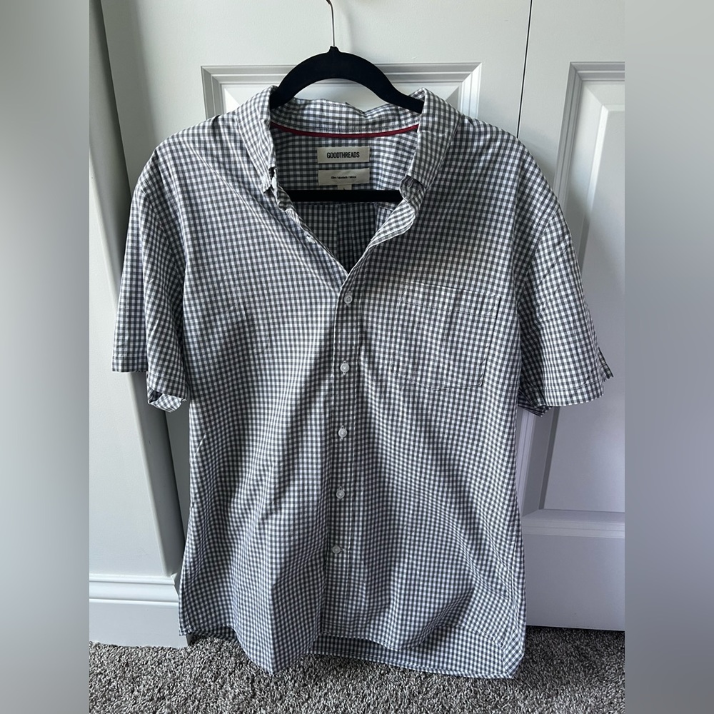 Goodthreads Checkered Short Sleeve Slim Shirt Size Large
